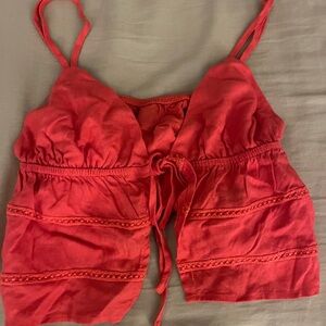 Tie front eyelet tank top worn